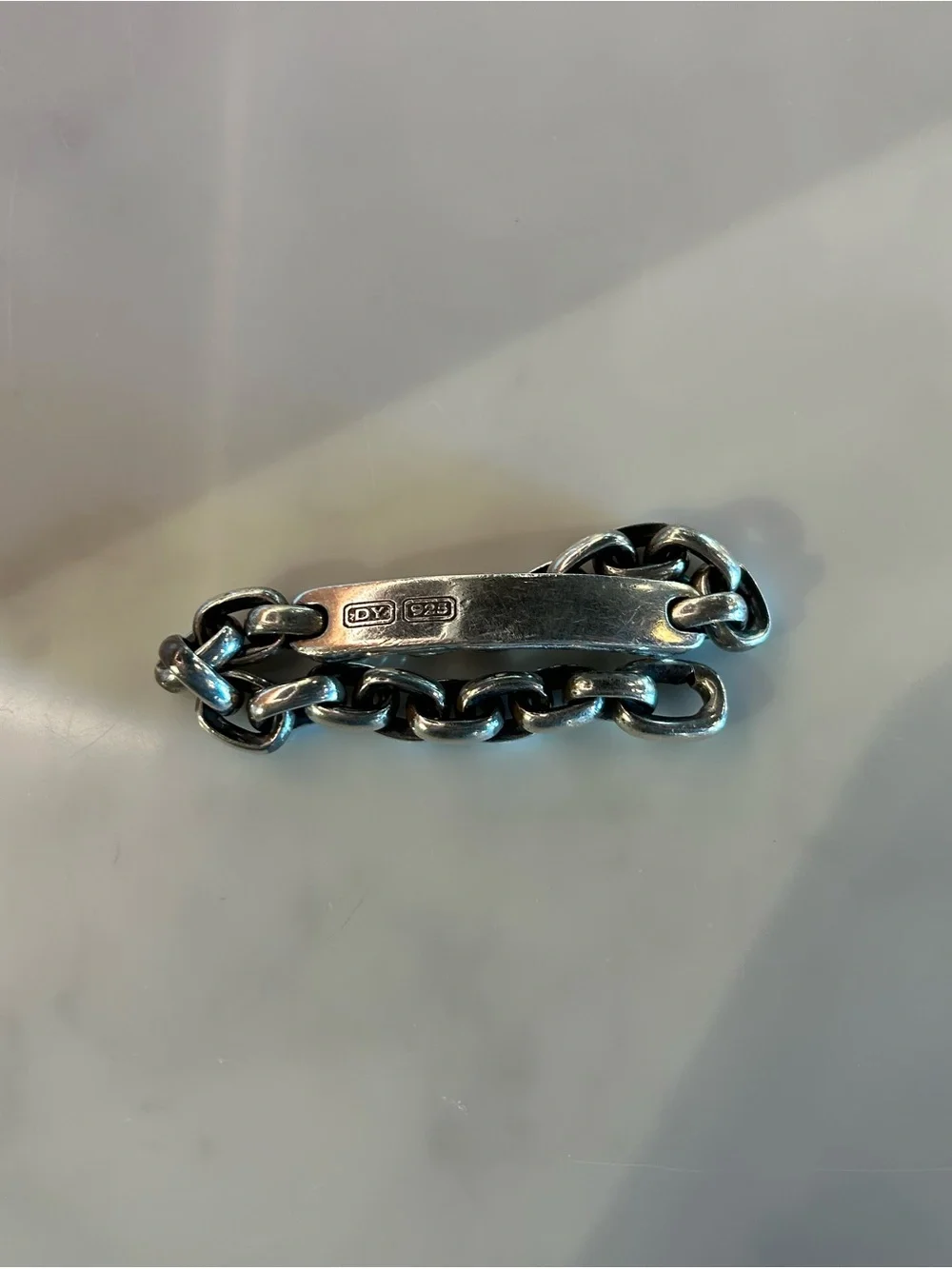 David Yurman Sterling Silver Curb Link ID Bracelet